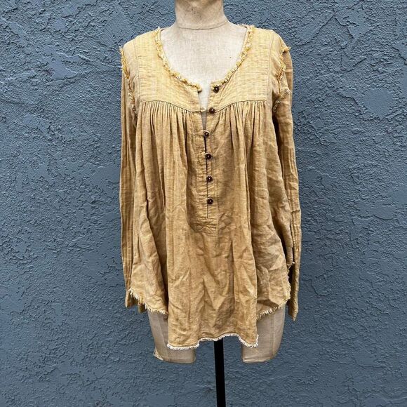 Free People Sand Dune Henley Women's Oversized Cotton top - Picture 4 of 7